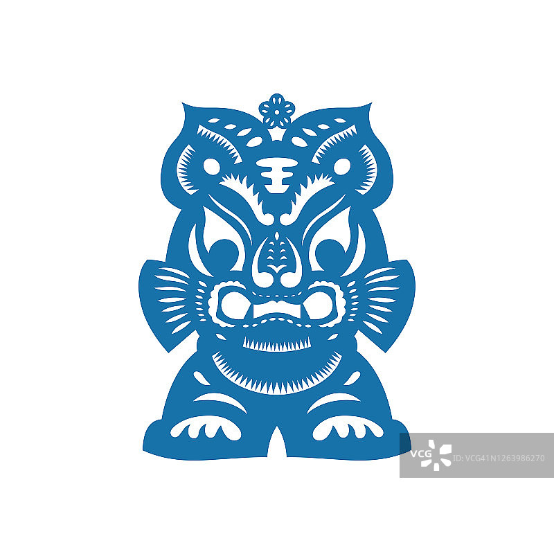 十二生肖虎(中国剪纸图案)图片素材