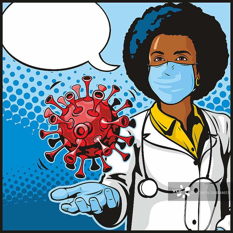 女黑人医生持有病毒细菌图片素材