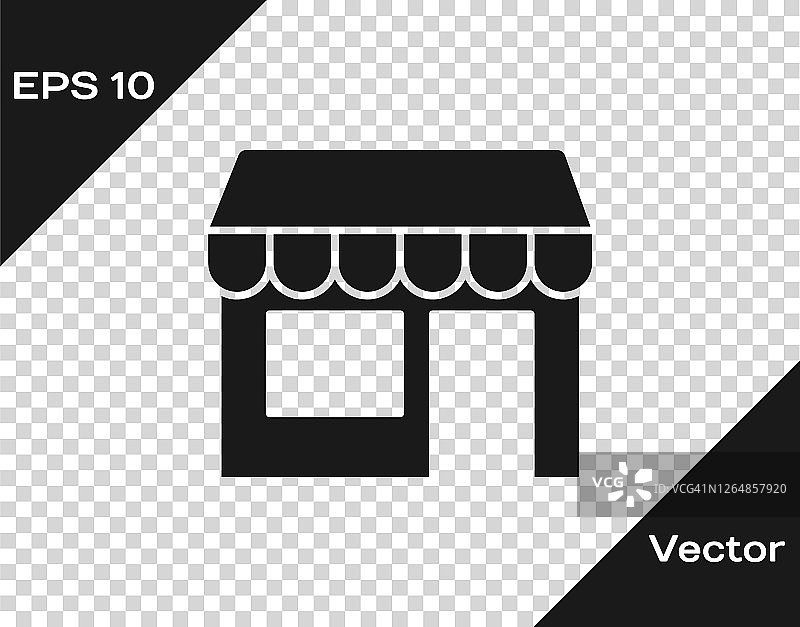 黑色购物大楼或市场商店图标孤立在透明的背景。店建设。向量图片素材