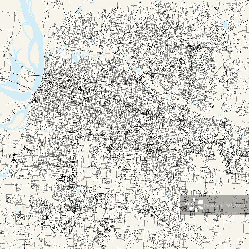 孟菲斯，田纳西州美国矢量地图图片素材