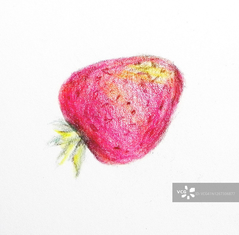 成熟的草莓呈亮粉色。白色背景上的彩色插图。图片素材