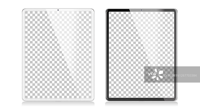 现代数字平板矢量插图与透明屏幕图片素材