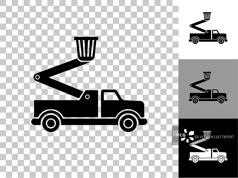卡车和升降机图标在棋盘透明的背景图片素材