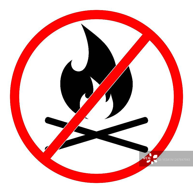 没有火的迹象。禁止明火标志。图片素材