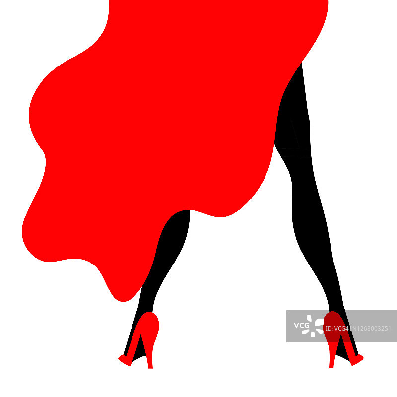 插图的滑稽剧舞者与红色的裙子图片素材