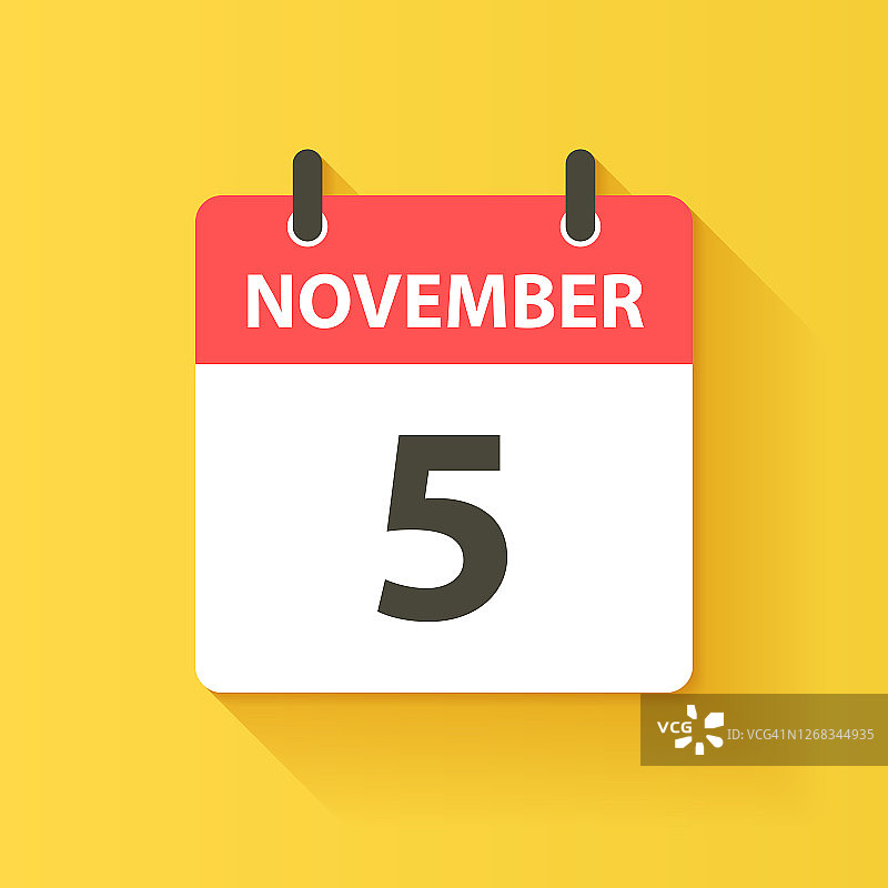 11月5日-日日历图标在平面设计风格图片素材