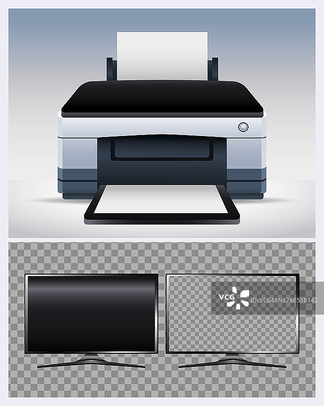 打印机硬件机器和监控计算机设备图片素材