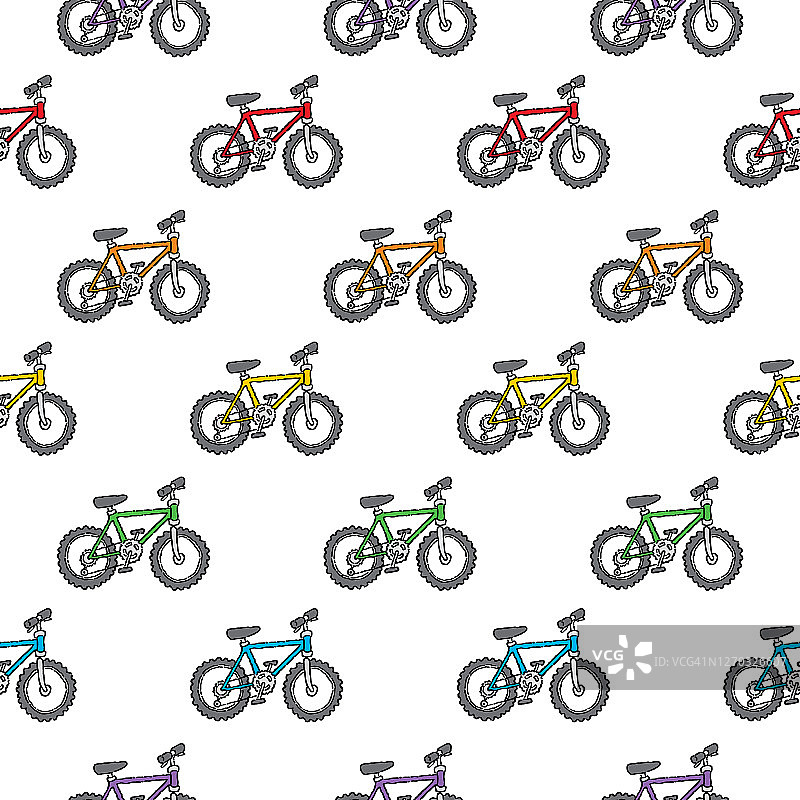 涂鸦自行车无缝图案图片素材