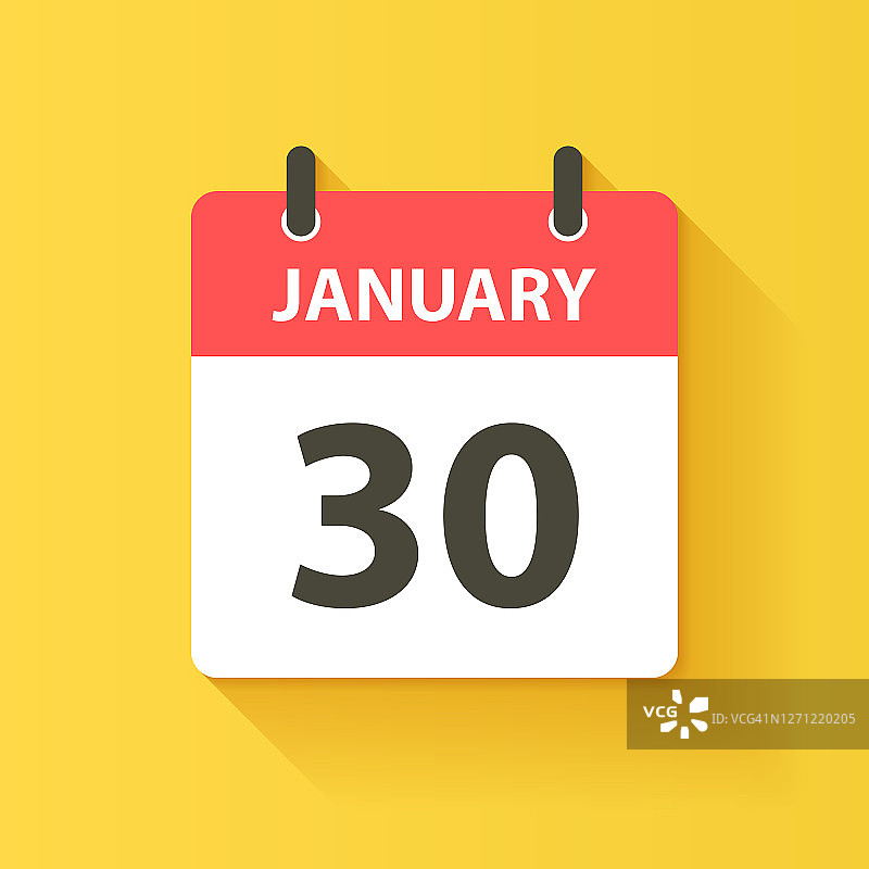 1月30日-日日历图标在平面设计风格图片素材