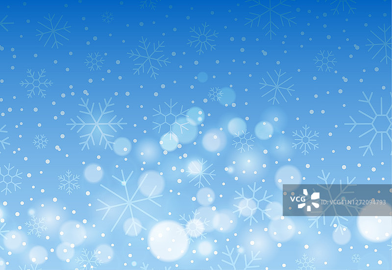 蓝色的冬天雪花散景背景图片素材
