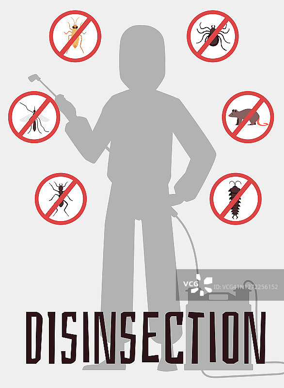 防治虫鼠服务的媒介海报或横幅。图片素材