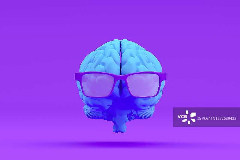 戴眼镜的大脑，人工智能概念图片素材