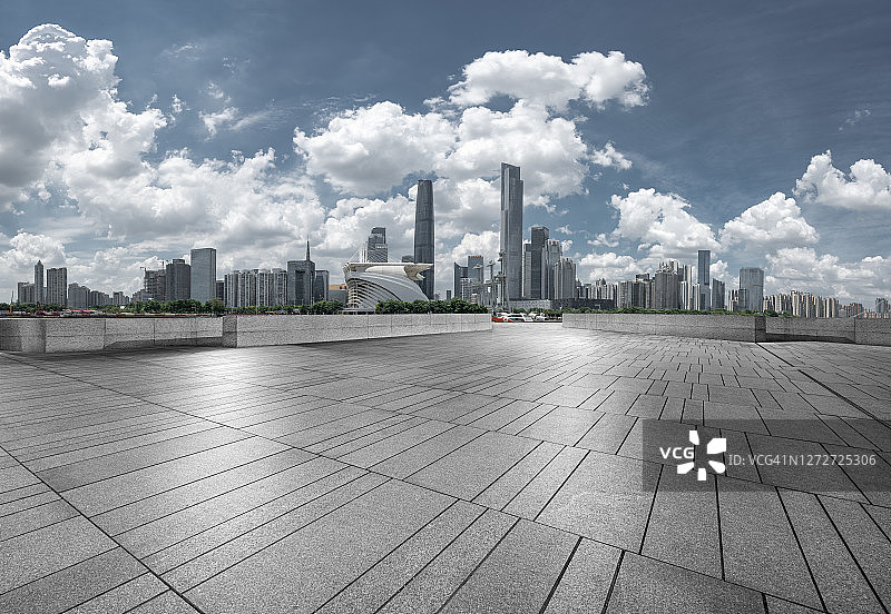 天气晴朗，一览广州金融区。广州,中国。图片素材