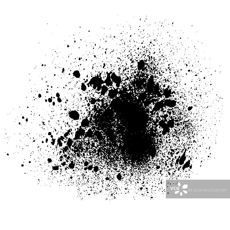 矢量黑白墨飞溅，墨渍和笔触Grunge纹理元素的设计，背景。图片素材