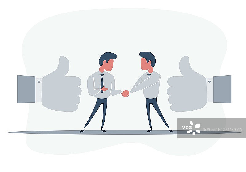 业务伙伴的握手，握手图标。协议的概念，好的交易，伙伴关系。平面设计风格图片素材