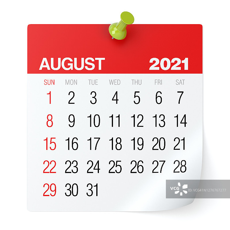2021年8月-日历图片素材
