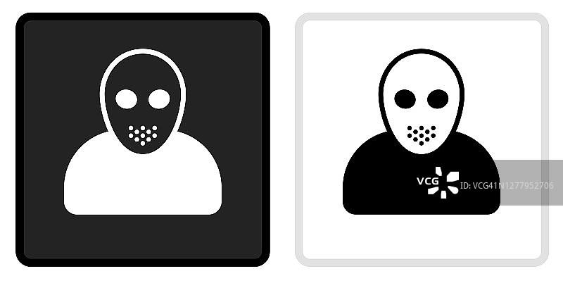 白色杰森面具图标上的黑色按钮与白色滚动图片素材