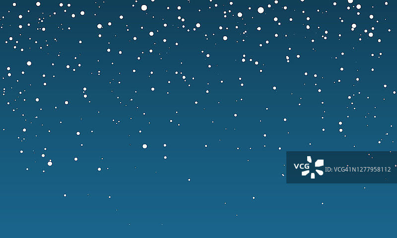 圣诞节下雪了。雪花落在蓝色的背景上。降雪。矢量图图片素材