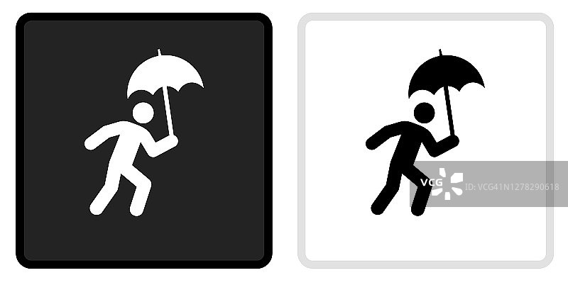 运行和伞图标上的黑色按钮与白色滚动图片素材