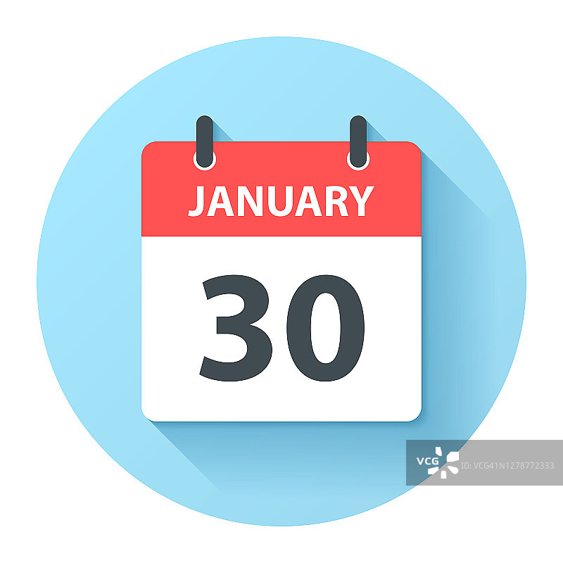 1月30日-圆日日历图标在平面设计风格图片素材