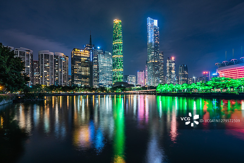 广州珠江新城夜景。中国广东省。图片素材
