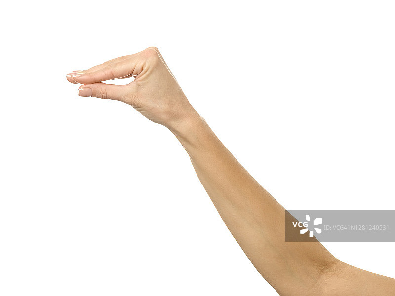 女人的手与法国美甲手势孤立在白色背景图片素材