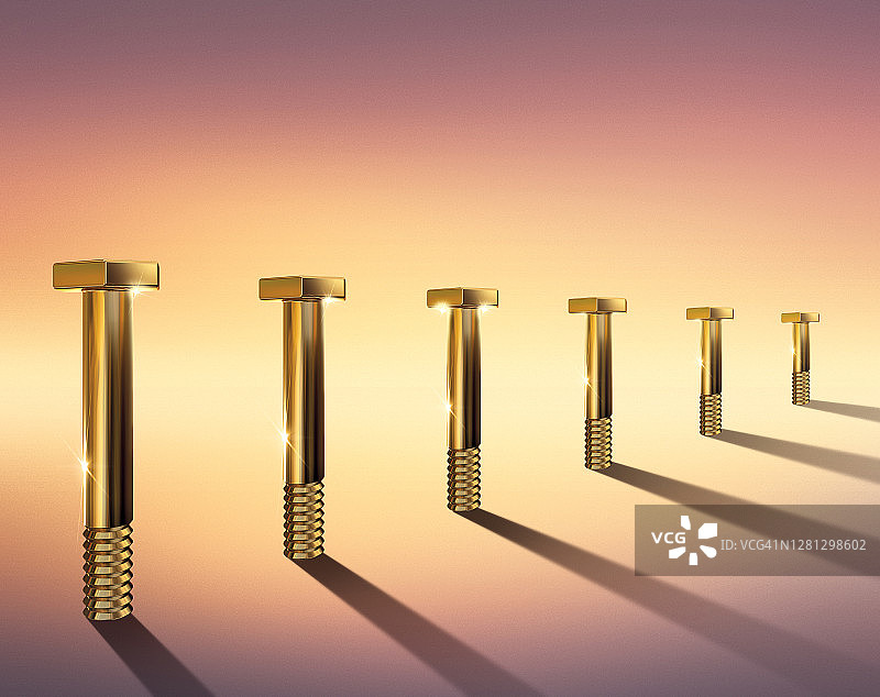 螺丝，黄金，支柱，3D设计图片素材