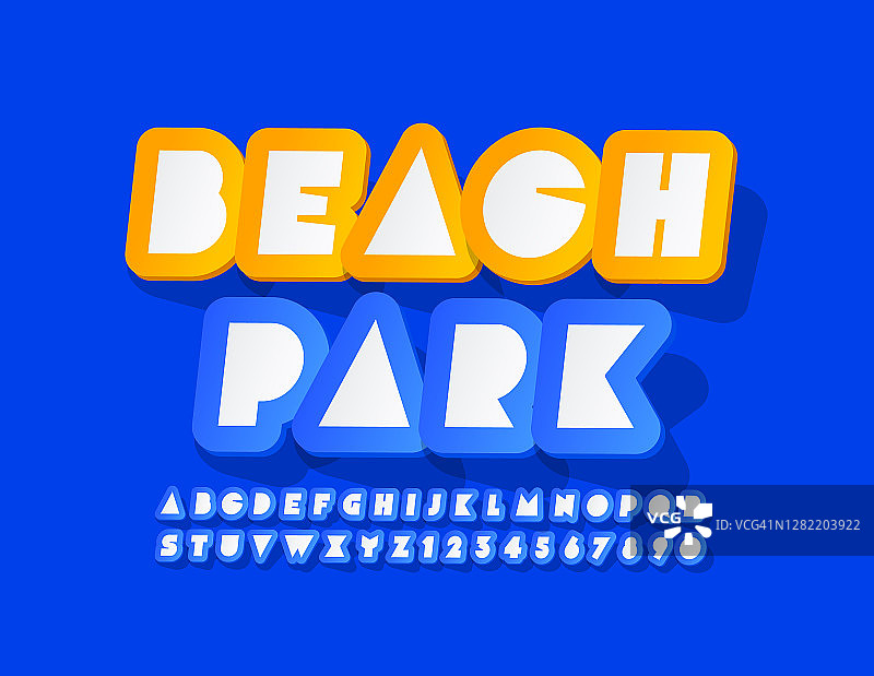矢量创意横幅海滩公园。时髦的字母和数字图片素材
