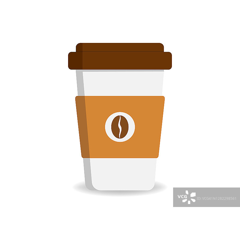 咖啡杯矢量插图孤立的背景。平底热咖啡塑料杯。图片素材