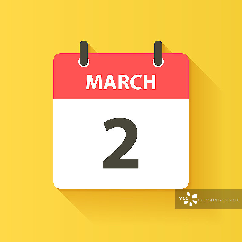 3月2日-日日历图标在平面设计风格图片素材