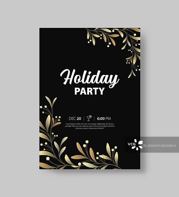 节日聚会和新年聚会邀请卡设计模板和使用海报模板图片素材