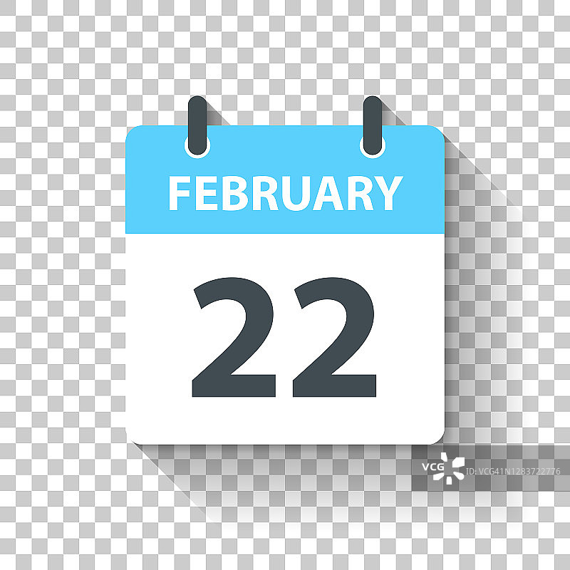 2月22日-日日历图标在平面设计风格图片素材
