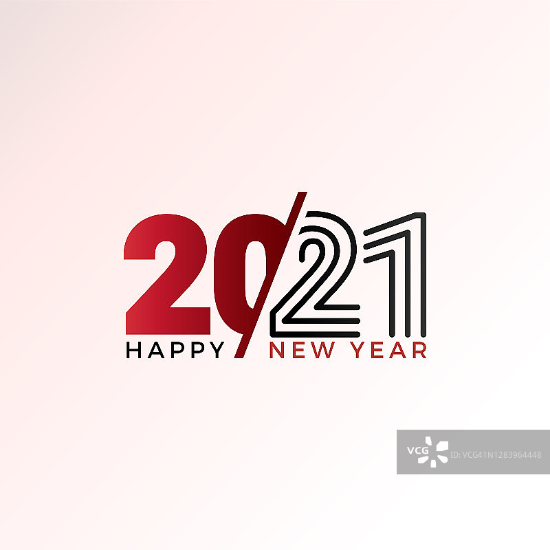 2021年新年快乐!优雅的色彩渐变设计。矢量图模板。图片素材