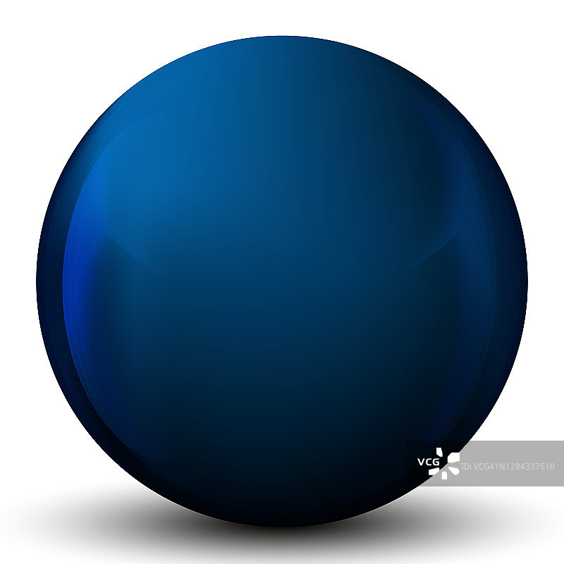 玻璃蓝球或珍贵珍珠。光滑的现实球，3D抽象矢量插图突出在白色的背景。带有阴影的大金属泡泡。图片素材