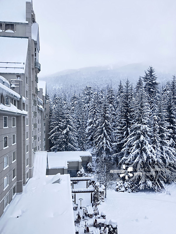 冬天著名的惠斯勒滑雪胜地图片素材