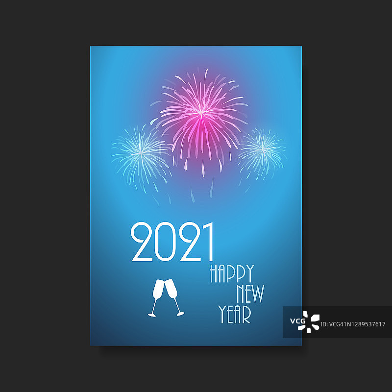 新年传单，卡片或封面设计- 2021年图片素材