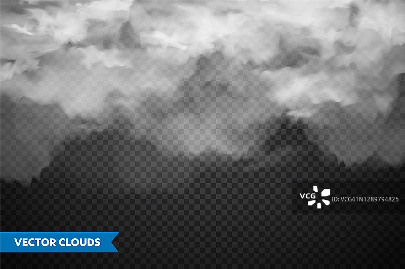 现实的透明的云。天空全景。矢量图图片素材
