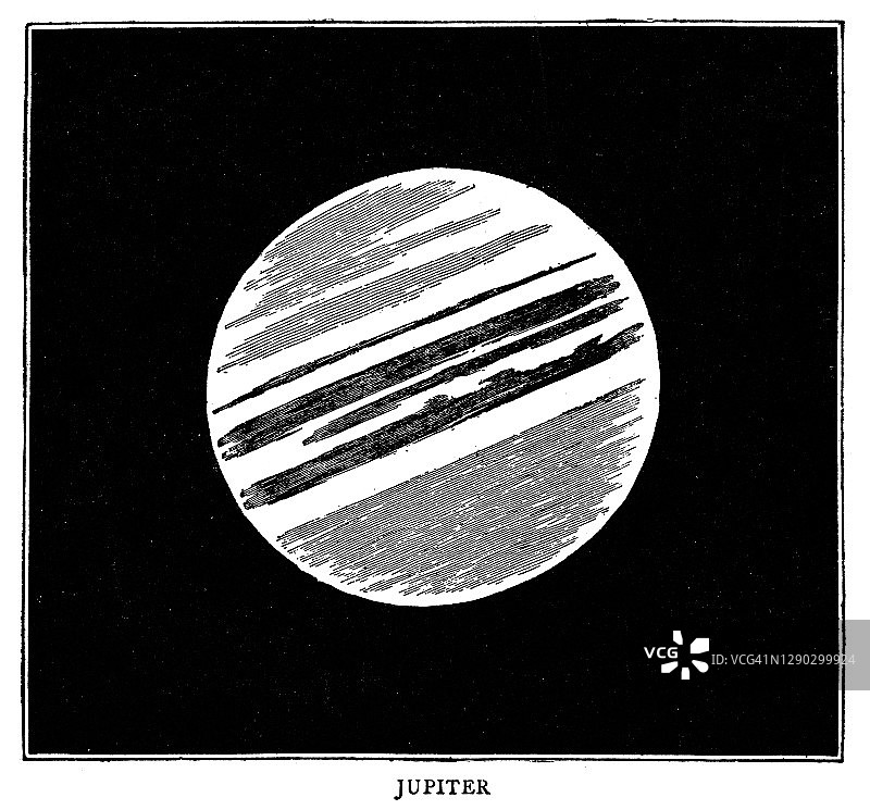 木星行星的古老雕刻插图图片素材