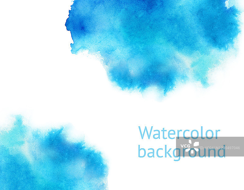 抽象蓝色水彩背景孤立在白色图片素材