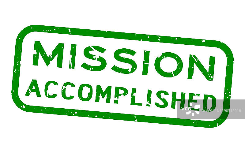 Grunge绿色任务完成字广场橡皮印章印章白色背景图片素材