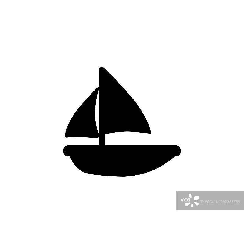 帆船矢量图标。孤立的帆船平表情符号，表情符号-向量图片素材