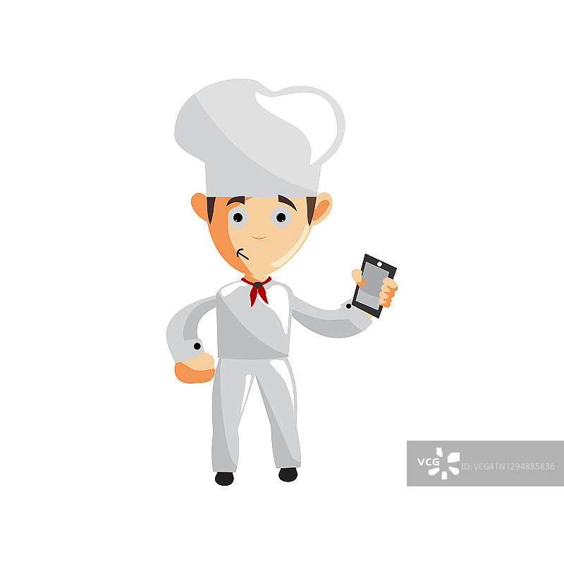 厨师角色创建插图模板姿态保持手持电话图片素材