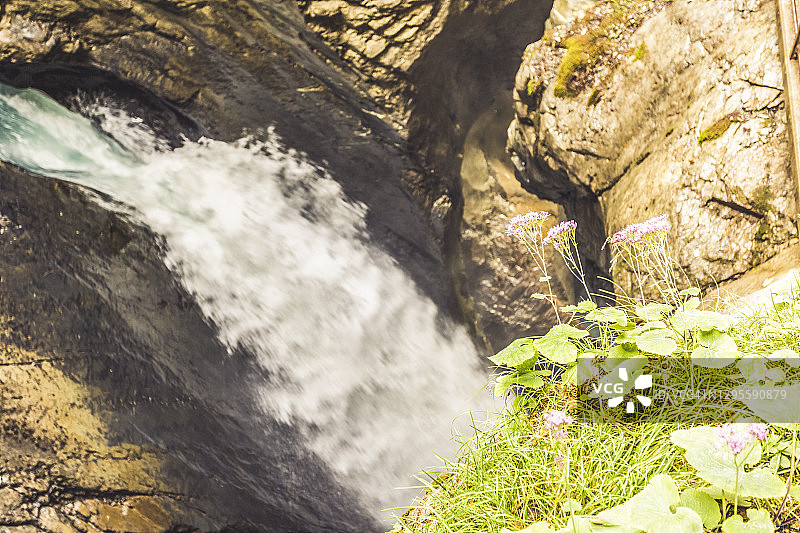 特写Lauterbrunnen瀑布，瑞士，欧洲图片素材