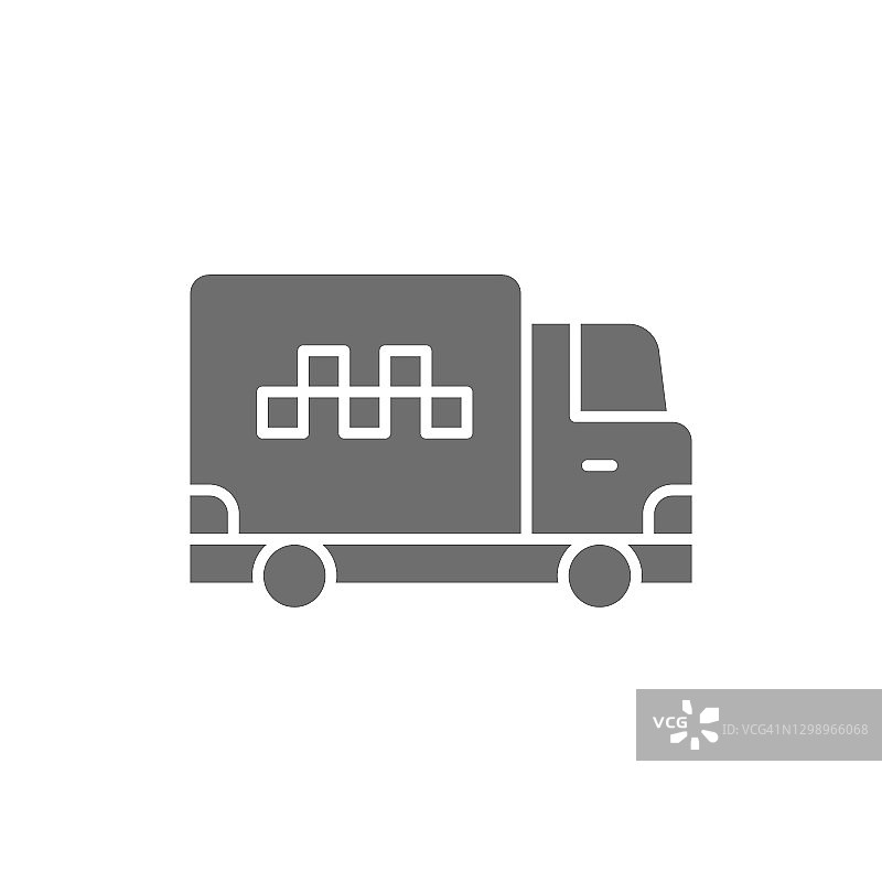 矢量货物出租车，卡车，送货灰色图标。图片素材