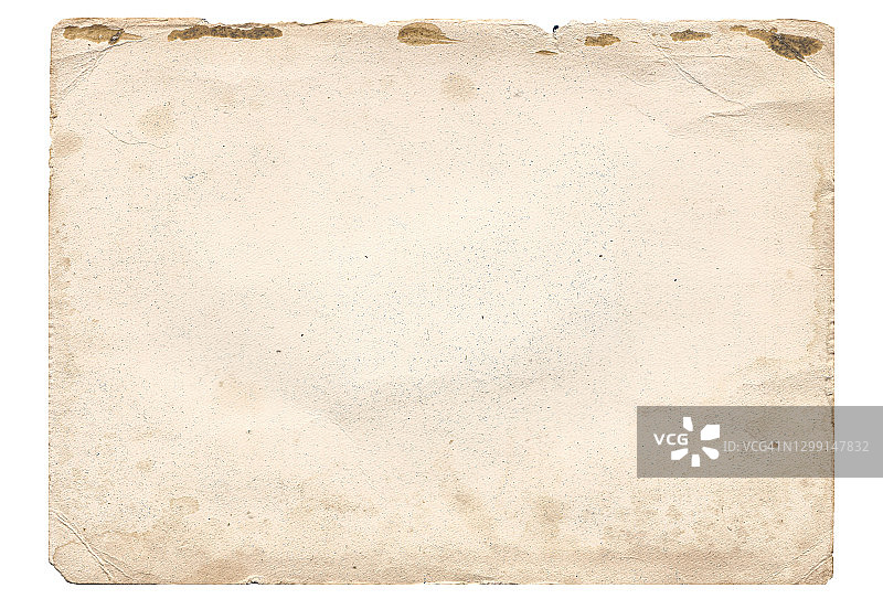 非常旧的、污迹斑斑的空白米色纸图片素材