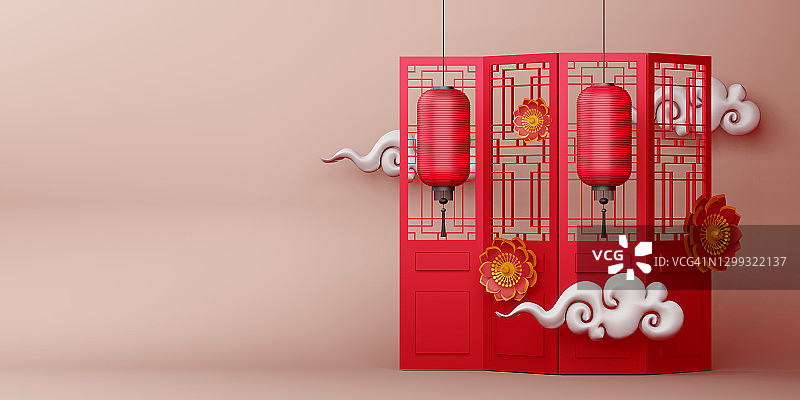 中国新年，新年快乐的传统标志。图片素材