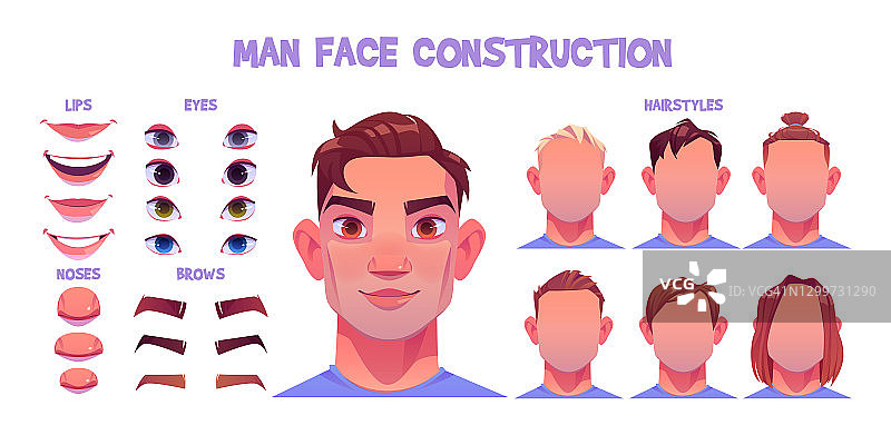 男人的脸构造器，男性角色的化身图片素材