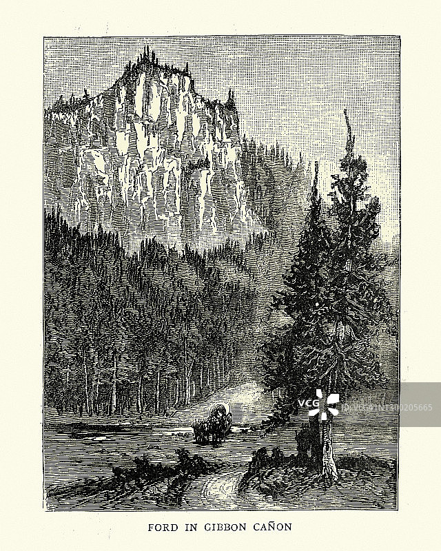 吉本佳能的福特，黄石公园，19世纪图片素材