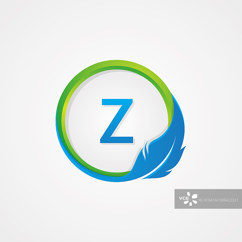 字母Z内圆形羽毛图标为元素设计符号图片素材