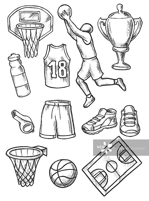 篮球涂鸦集图片素材